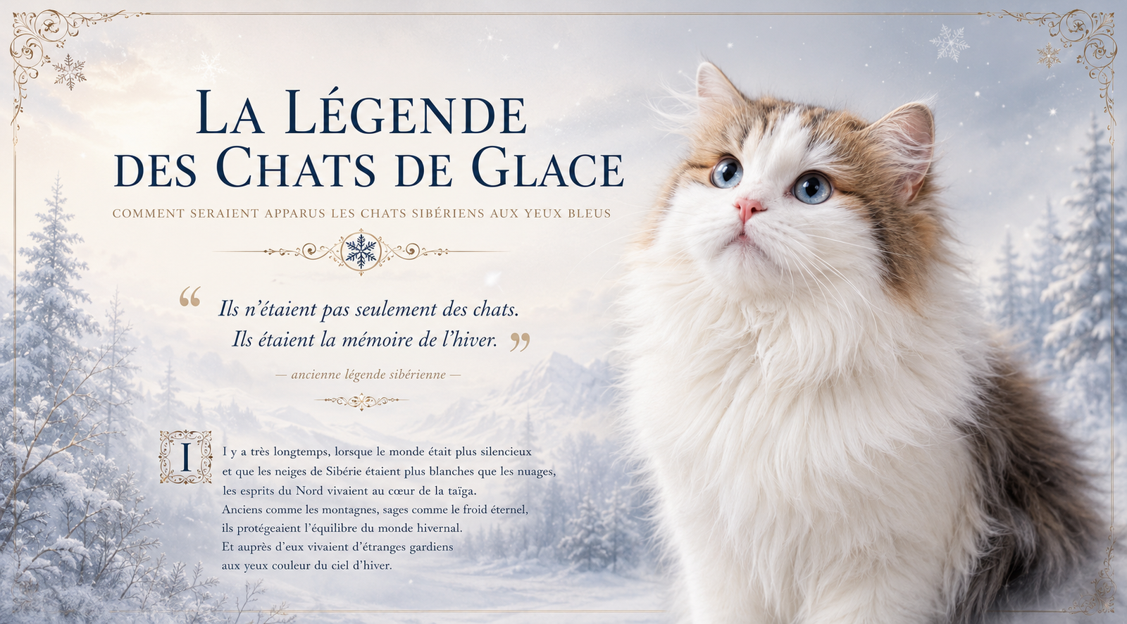 Chat sibérien dans un paysage hivernal