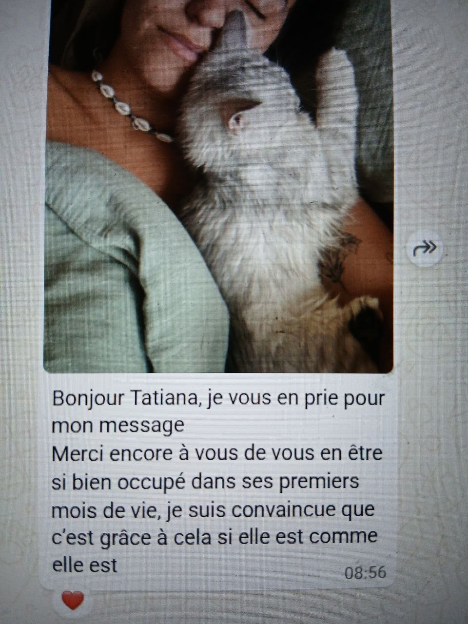 Mathilda avec sa chatte Sibérienne